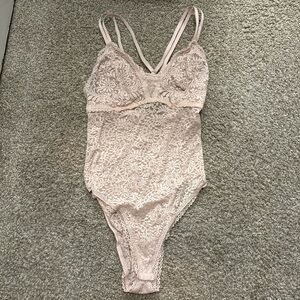 Aerie Far Out Soft Pink Lace Bodysuit